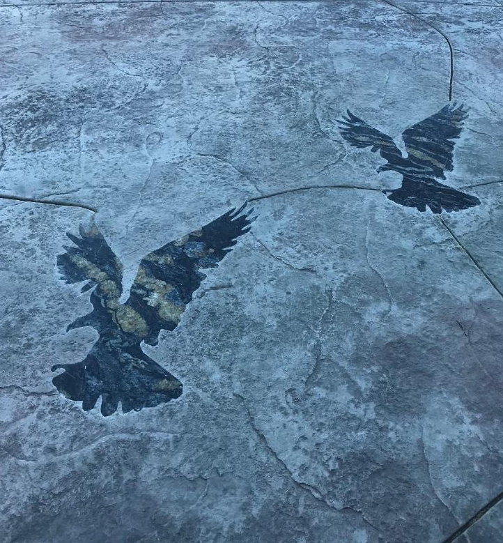 Stamped Concrete by Great Basin with a Custom Eagle design